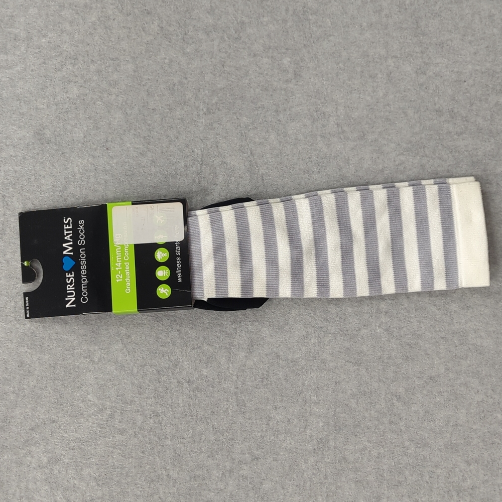 Nurse Mates compression socks 12-14mmHg 9-11 Stripe Black